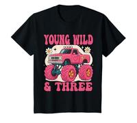 Monster Truck Young Wild and Three 3 Girl T-Shirt