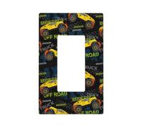 Monster Truck1 Plaque murale 1 gang Taille standard 11,2 x 6,9 cm Couvercle décoratif pour interrupteur de courant en polycarbonate thermoplastique