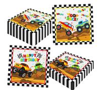 Monster Trucks 40 pices fournitures de fte d'anniversaire-serviettes de camion machine avec des motifs de drapeau damier