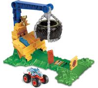 Hot Wheels Coffret Monster Trucks Arena Smashers Défi Chargement Rhinomite, 2 Voitures Broyées Incluses, Échelle 1/64, Jouet Enfant, A Partir De 5 Ans, HTP18