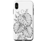 Monstera Botanical Line Art Chemise Minimaliste Motif Feuilles Tropicales Coque pour iPhone XS Max