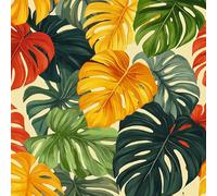 Monstera Coloré Papier Adhesif Meuble Plante Feuilles Mat Papier Peint Mural Film Autocollant Wallpaper Rouleau Impermeable Stickers Collant Décoration pour Cuisine Tables Armoires Mur 0.52X10 M