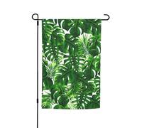 Monstera Deliciosa Drapeau de jardin amusant avec imprimé bananier et palmier pour maison, terrasse, pelouse, cour, décoration de vacances, 30,5 x 45,7 cm