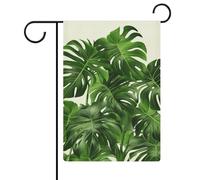Monstera Deliciosa Drapeau de jardin en forme de banane et palmier double face 30,5 x 45,7 cm, drapeau vertical en lin, drapeaux de maison durables pour fêtes de fin d'année