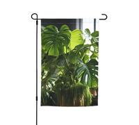 Monstera Deliciosa Drapeau de jardin imprimé bananier palmier drapeau maison drapeau extérieur drapeau ferme décoration vacances 30,5 x 45,7 cm