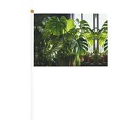 Monstera Deliciosa Drapeau double face à agiter à la main Motif palmier bananier - Couleurs vives, pour tournois sportifs et matchs