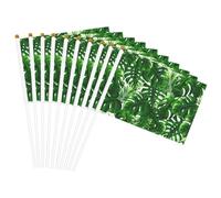Monstera Deliciosa Drapeaux à main polyvalents avec imprimé palmier banane pour fête, défilé, célébration, vacances, mariage, décoration d'intérieur