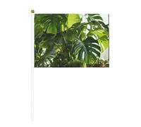 Monstera Deliciosa Lot de 6 petits drapeaux à main avec imprimé palmier bananier pour défilés, Mardi Gras, bannière personnalisée