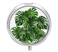 Monstera Deliciosa Pilulier en forme de palmier banane à 3 compartiments - Étanche - Organiseur de voyage pour poche ou sac à main - Mini pilulier portable - Porte-vitamines