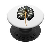 Monstera Drawn à la main en couleur feuillet de fenêtre Plante Nature PopSockets PopGrip Adhésif