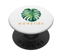 Monstera Drawn à la main en couleur feuillet de fenêtre Plante Nature PopSockets PopGrip Adhésif
