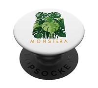 Monstera Drawn à la main en couleur feuillet de fenêtre Plante Nature PopSockets PopGrip Adhésif