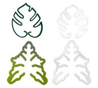 Monstera Lot de 4 supports de tige de fleurs en forme de feuille pour intérieur et extérieur (vert + blanc, A + B)
