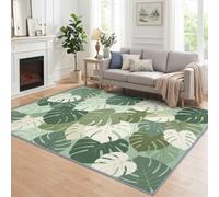 Monstera Plante Doux Tapis Lavable 60x90 cm | AntidéRapant Poil Ras Tropical Moderne Minimaliste Tapis, pour Salon Chambre Salle à Manger Cuisine Bureau