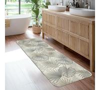 Monstera - Tapis de couloir moderne, motif feuilles de palmier tropical, beige, antidérapant, ne perd pas ses poils pour cuisine, entrée, buanderie, table de chevet, 0,6 x 1,8 m