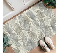 Monstera - Tapis de couloir moderne, motif feuilles de palmier tropical, beige, antidérapant, ne perd pas ses poils pour cuisine, buanderie, porte, entrée, décoration 61 x 0,9 m
