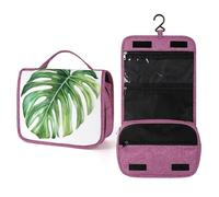 Monstera Trousse de toilette de voyage pour femme avec crochet pour shampooing Motif feuille