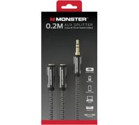Mini câble répartiteur audio stéréo Monster Cable Jack 3,5 mm mâle vers 2 Jack 3,5 mm femelle 0,15 m Noir G