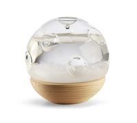 MonsterCadeaux Baromètre de Fitzroy en Verre en Forme de Lune avec Support en Bois, Station Météo à Cristaux