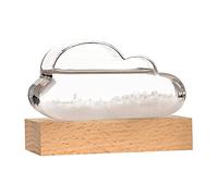 MonsterCadeaux Baromètre de Fitzroy en Verre en Forme de Nuage avec Support en Bois, Station Météo à Cristaux