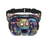 MonsterMash Sac banane carré double couche avec sangle réglable pour activités de plein air, noir, taille unique, Noir , Taille unique