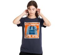 Monsters At Work It's Laughter We're After Ladies T Shirt, Deep Navy, Bleu Marine foncé, L Femme