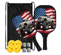 Monsters Truck Raquette de pickleball en carbone Motif drapeau américain | ensemble de palas de pickleball pour adultes hommes femmes