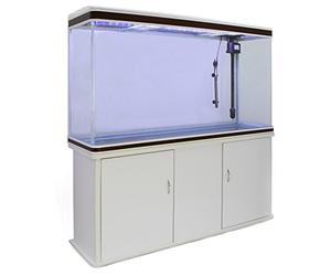 MonsterShop - Aquarium à Bords Blanc et Noisette de 300 litres, Meuble de Support Blanc, d’Une Dimension Totale de 143,5 cm de Haut x 120,5 cm de Large x 39 cm de Profondeur