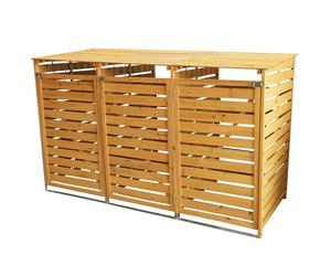 MonsterShop Cache-Poubelle à Trois Places en Bois à Portes Verrouillables Abris de Jardin pour Entreposage 3 Bacs Standard de 240 litres - 120 cm x 198 cm x 81 cm