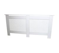 Cache Radiateur à Motif Grillagé en MDF Blanc de 172cm de Large Blanc