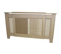MonsterShop Cache Radiateur Ajustable à Motif Grillagé en MDF Naturel Personnalisable de 140cm à 192cm de Large x 82cm de Haut x 20,5cm de Profondeur