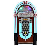MonsterShop - Jukebox Style Rétro Années 50 à Eclairages LED Couleurs Changeantes avec Port USB, Bluetooth, AUX, Lecteur CD, lecteur de carte SD, Radio AM/FM