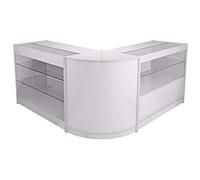 MonsterShop Pégase Shop Ensemble de comptoirs et vitrine en verre blanc brillant, protection UV, melamine MDF