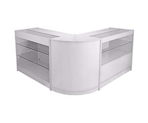 MonsterShop Pégase Shop Ensemble de comptoirs et vitrine en verre blanc brillant, protection UV, melamine MDF