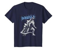 Monsterverse Godzilla Crackle - Produit sous Licence Officielle T-Shirt, Enfant, Bleu Marine, 8 Ans