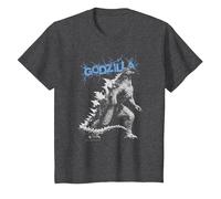 Monsterverse Godzilla Crackle - Produit sous Licence Officielle T-Shirt, Enfant, Chiné Foncé, 8 Ans