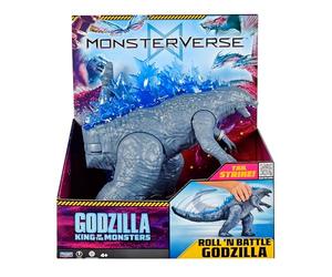 MonsterVerse Roi des monstres Figurine officielle Godzilla Roll N Battle Attaque de queue géante - Figurine d'action à mouvement activé par la roue de 28 cm inspirée du film avec queue en mouvement