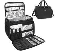 MONSTINA Trousse de Coiffure Professionnelle, Trousse de Toilette, Trousse de Voyage, Trousse de beauté pour Coiffeur, Noir, L, Sac à bandoulière de Coiffure pour Femme