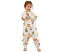 Monstoyo Gigoteuse a Pied Surpyjama Bébé Fille Garçon, Hiver Flanelle Combinaison Pyjama Enfant Turbulette avec Jambes, Cartoon Manches Longue Dors Bien Grenouillère Sac de Couchage Ours 120(4-5 Ans)
