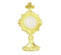 Monstrance Épingle à revers pour première communion, adoration et masse, ton doré avec détails en émail blanc, 4,4 cm, Zinc Zinc Émail, Sans pierre précieuse