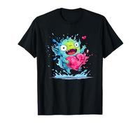 Monstre au Gros cœur Rose Splash Love Kawaii T-Shirt