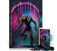 Monstre Citrouille à Trois têtes sous Une Arche en Pierre Puzzle de 1000 pièces pour Adolescents Jeu de réflexion Activité à Domicile Découpe de qualité supérieure Cadeau de Noël 38x26cm