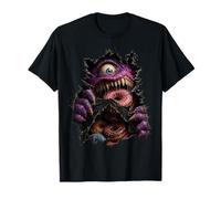 Monstre cyclope dévorant des Donuts, Humour horrifique en 3D T-Shirt