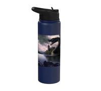 Monstre du Loch Ness devant un château Stainless Steel Insulated Water Bottle