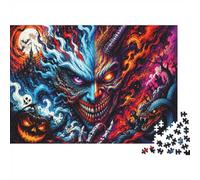 Monstre Feu Lune 1000 Pièces Mini Puzzle pour Adultes Déco Maison | 70x50cm Carton Amateurs De Puzzles Relaxation Mentale Puzzle Intellectuel Découpe Précise Cadeau Ami