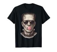 Monstre Frankenstein rétro soufflant Un Chewing-Gum Halloween T-Shirt