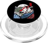Monstre Japonais Kaiju vs Laser œil de Chat Grande Vague Soleil Rouge PopSockets PopGrip pour MagSafe