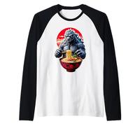 Monstre Japonais lézard Mangeant Ramen Nouilles Amant Art Anime Manche Raglan