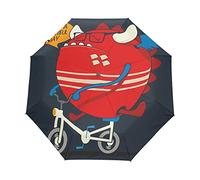 Monstre Mignon Gros Vélo Parapluie Pliant Ouverture et Fermeture Automatique Protection UV Parapluies Pliant Coupe-Vent Ultra-léger pour Voyager Plage Femmes Enfants Fille