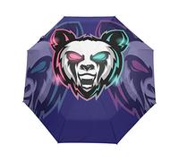 Monstre Panda en Colère Parapluie Pliant Ouverture et Fermeture Automatique Protection UV Parapluies Pliant Coupe-Vent Ultra-léger pour Voyager Plage Femmes Enfants Fille